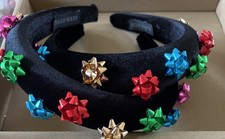 Christmas Headband Bow Velvet Padded Headband Xmas Holiday Party Gold Mixed Bow