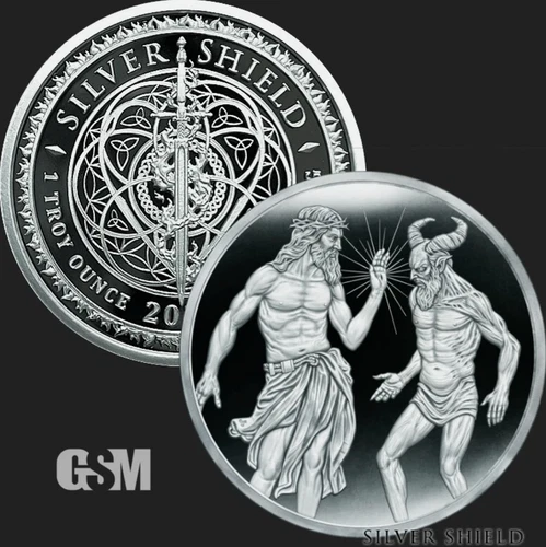 2024 Christ Defeats Satan Silver Shield  1 Troy oz .999 Proof Round BOX & COA