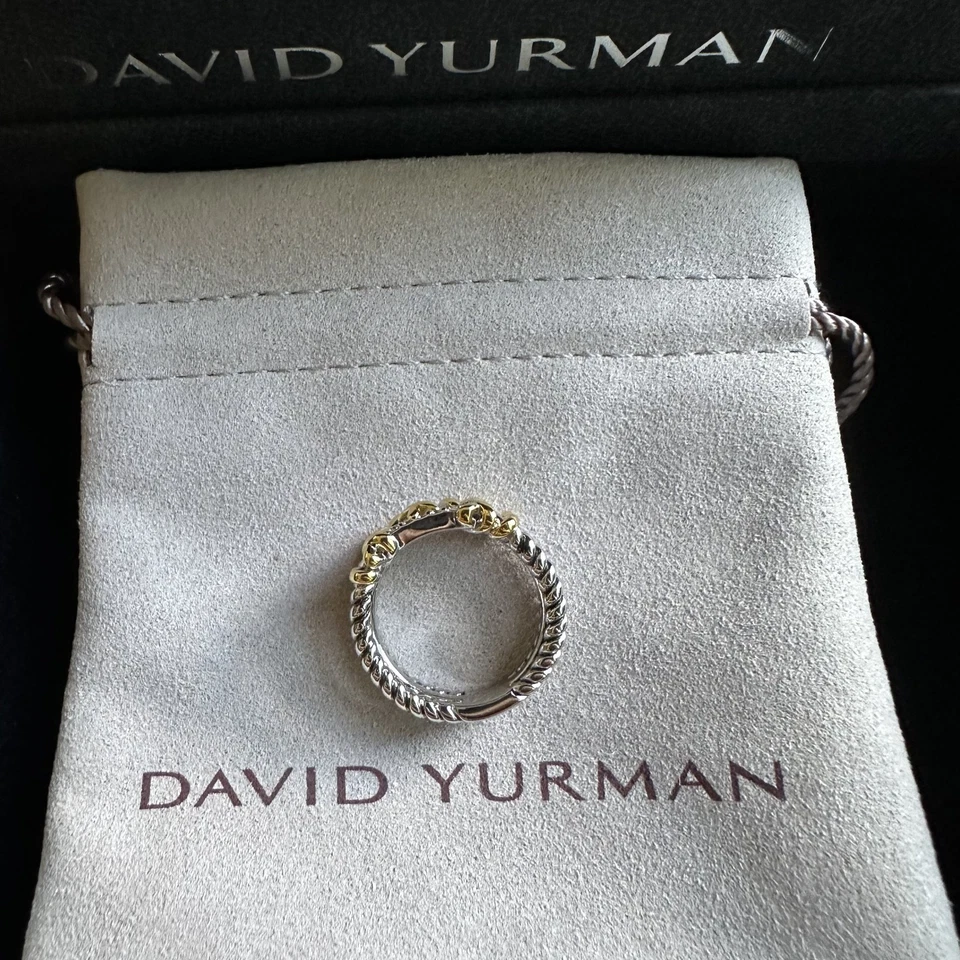 David Yurman Crossover Ring w Pavé Diamonds in 14K White Gold Sterling Size 8 - Image 4 of 4