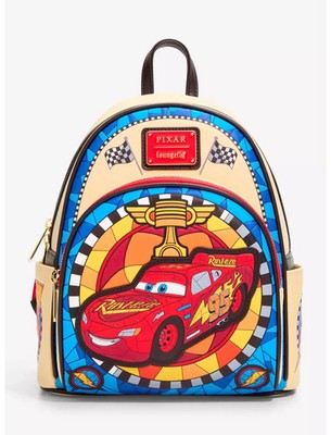 LOUNGEFLY DISNEY CARS LIGHTNING McQUEEN STAINED GLASS MINI BACKPACK BRAND NEW
