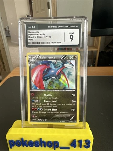 2015 Pokemon XY SALAMENCE Holo Roaring Skies #57/108 CGC 9 MINT