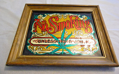 Vintage 70s No Smoking Unless It's A Joint  Framed Foil Sign