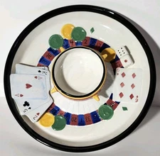 Casino Roulette Wheel Dice Cards Poker Chips and Dip Plate VTG Lillian Vernon. 