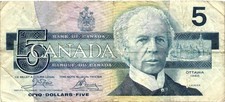 CANADA 5 Dollars 1986 P-95a1 F+ Banknote