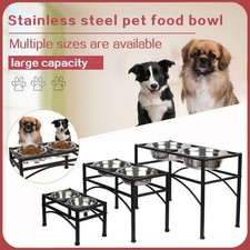 Elevated Raised Pet Dog Feeder With 2 Stainless Steel Food Bowl Water Stand