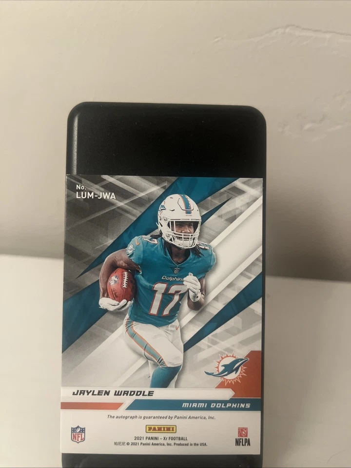 2021 Panini XR - Luminous Endorsements Jaylen Waddle #LUM-JWA Blue /49 # 1/49 - Image 2 of 2