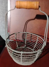 Vintage Farmhouse  Wire Egg Basket Primitive Folk Art Country Home