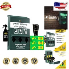 Outdoor Pet Waste Station - Triple Storage, Glow In Dark, 600 Bags, Lock, Steel