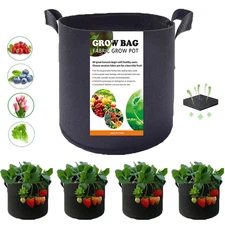 5-Pack Round Plant Pots Grow Bags Thickened Nonwoven Fabric 1/2/3/5/7/10 Gallon