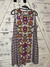 Jude Connally Dress Large Womens Geometric Print Floral Sleeveless V Neck Short