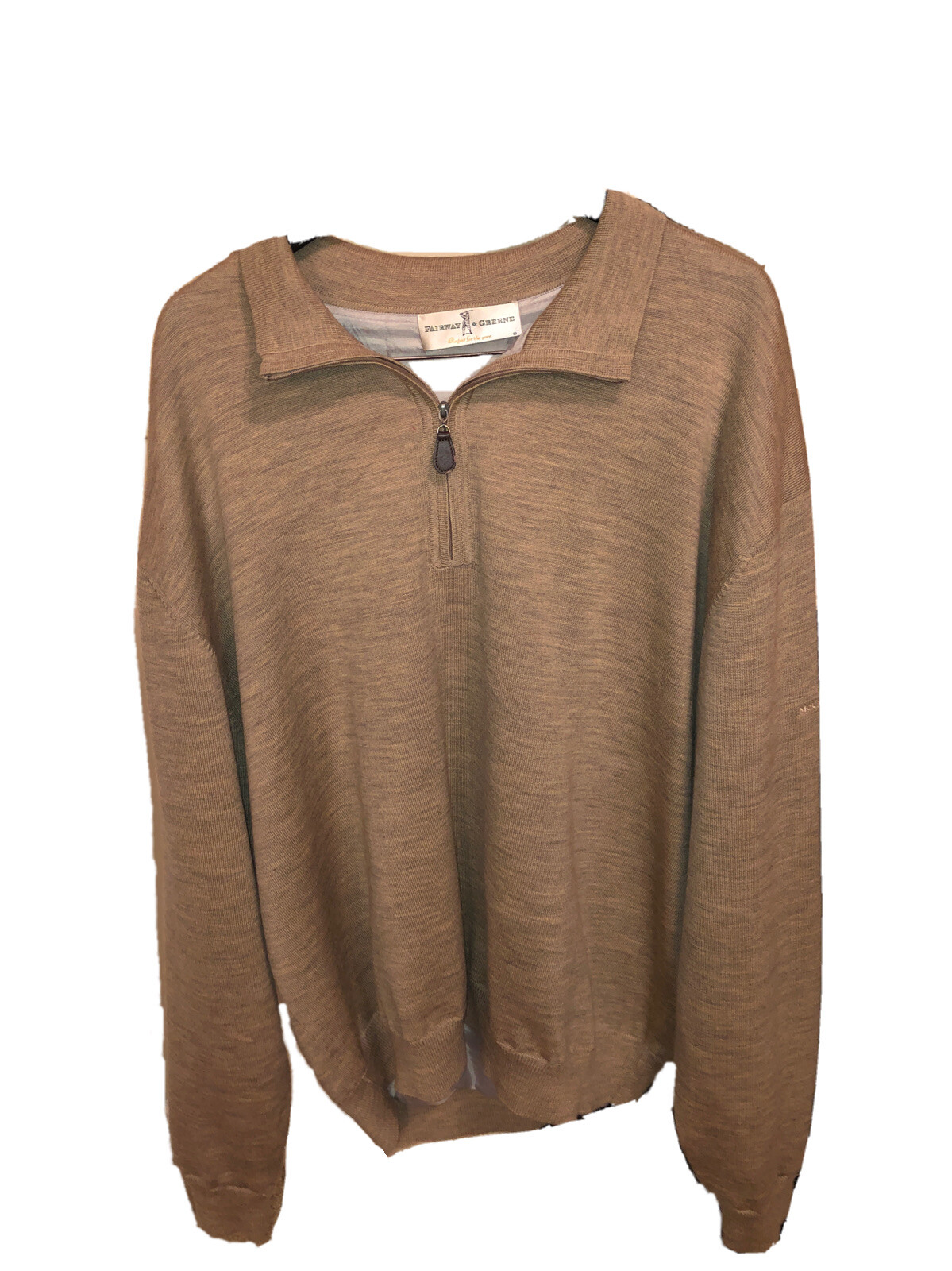 Brown Wool 1/4 Zip Golf Sweater Lined 