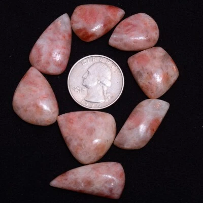 8 Stück Natürlich Sonnenstein Unbehandelt 21mm-30mm Cabochon Glänzender Lose - Bild 1 von 4