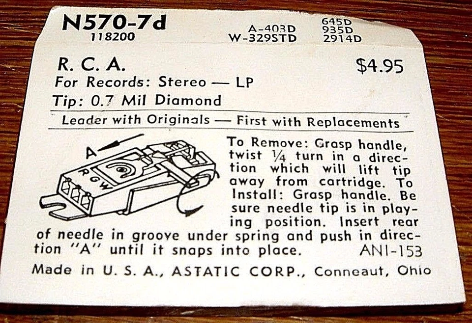 Stereo Phonograph NEEDLE for RCA 118199 118200 RMP204, 649-D7, EV 2914D, N570-7d - Image 2 of 4