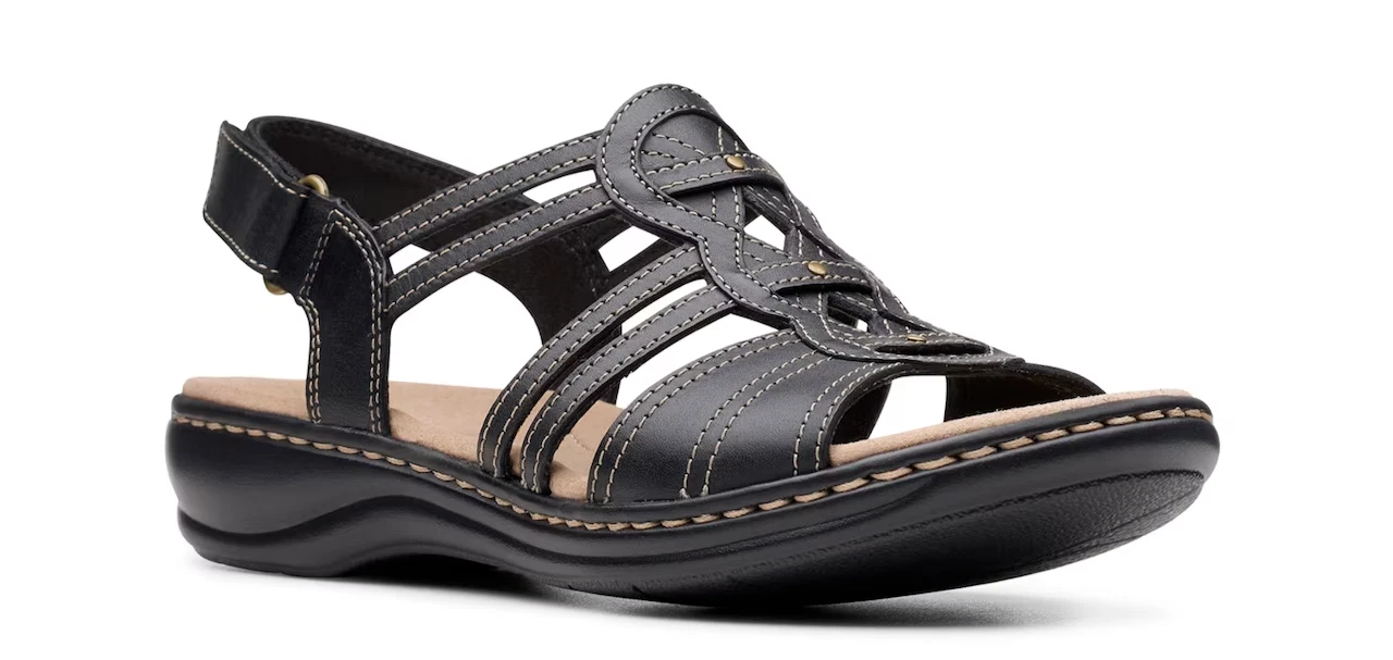 Clarks sandalo donna Leisa Janna pelle nero taglia US 9 5 M (5221) NUOVO