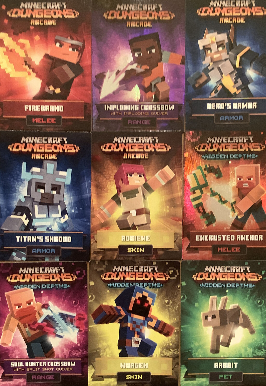 2021 Minecraft Dungeons Arcade Vending Cards Unique Foil Ender