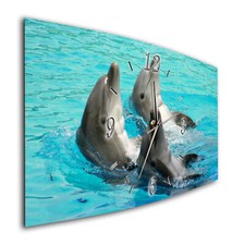 BM Wanduhr 60 cm x 30 cm leises Uhrwerk Quarzuhrwerk 188-1a Delfin Delphin Meer