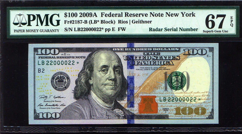 FANCY RADAR # 22000022* & Matching # 22000022 $100 PMG 67 EPQ Legacy 64 PPQ - Image 2 of 2