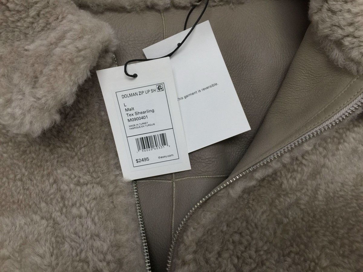 $2495 Theory Women's Beige Reversible Shearling Leather Bomber