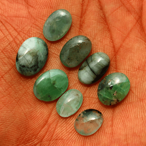 8 Pcs Natural Zambian Emerald Untreated 10mm-13mm Oval Cabochon Loose Gemstones - Picture 9 of 16