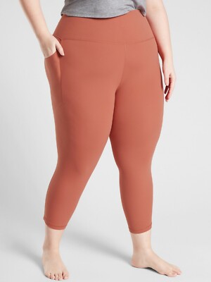 Athleta Salutation Stash Pocket II Capri,Etruscan Red SIZE 1X 1 X #532569 O0514H