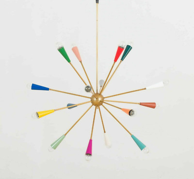 Mid Century Sputnik Style Chandelier Italian Colorful Arms  Decor Chandelier