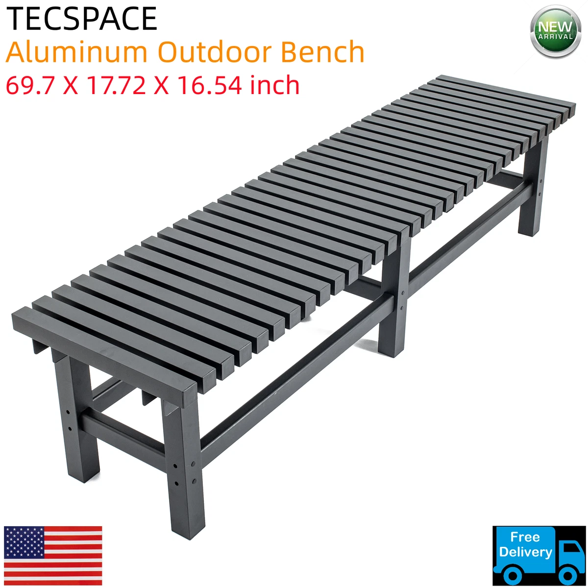TECSPACE 69.7x17.72x16.54 inch Aluminum Outdoor Bench for Park
