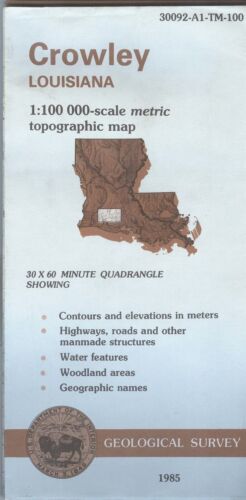 USGS Topographic Map CROWLEY - Louisiana - 1985 - 100K - - Picture 1 of 2