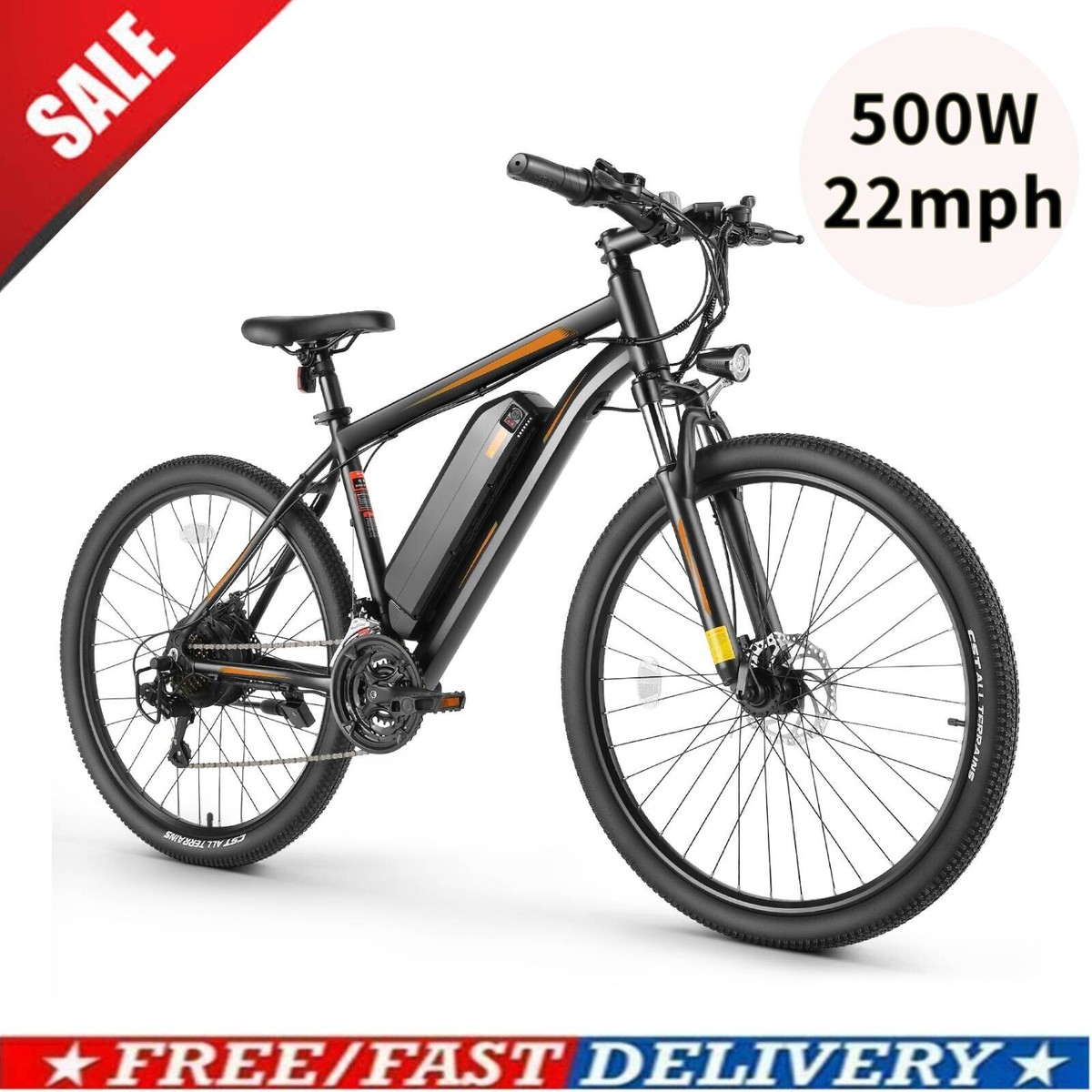 mens electric bicycles for sale 21-Speed Adult Electric Hybrid Bike, 22mph City Mountain Electric Bike for  Men~