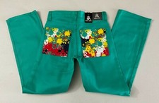 Red Ape Boys Turquois Graphic Jeans Size 12/L