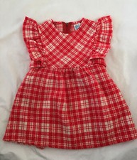 Vintage Adorable Alyssa Girls Red Plaid Short Sleeve Dress With Tie Size 2T