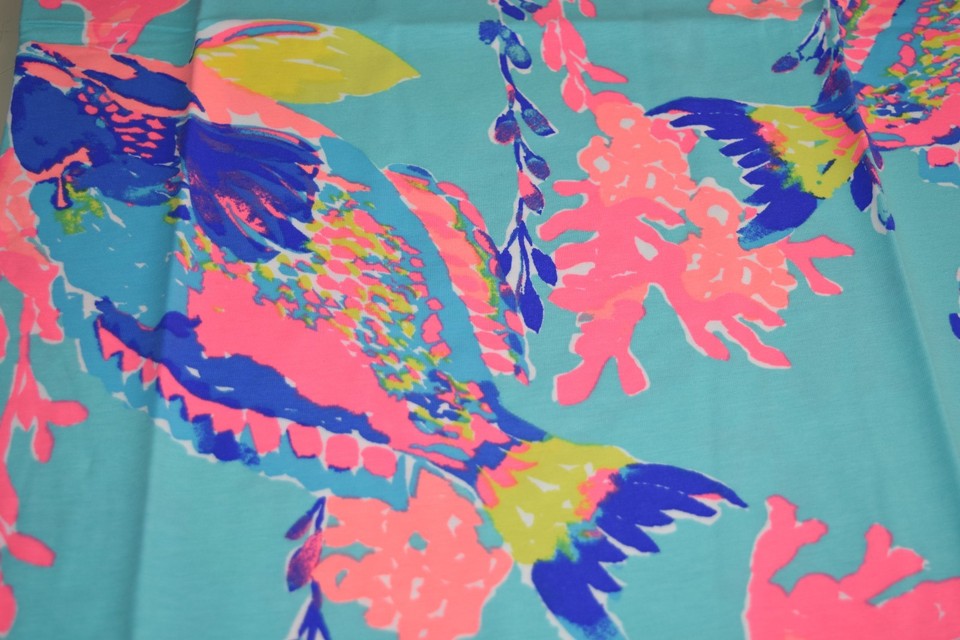 Top Lilly Pulitzer Michele Manica Corta Blu Breakwater Taglia L - Cotone Elastan