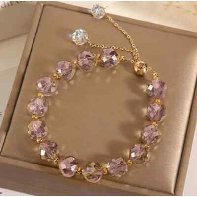 Purple Swarovski Beaded Bracelet