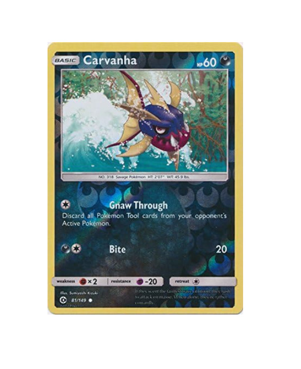 Pokemon - Carvanha - 81/149 - Reverse Holo - Sun & Moon - NM/M