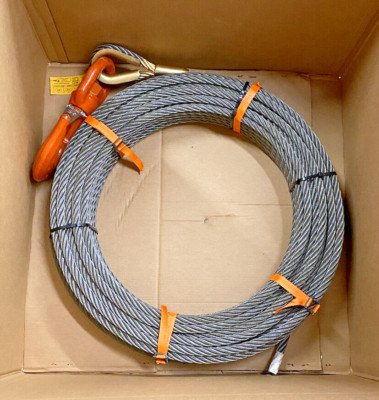 7/16'' x 100 FT Steel Core Winch Line W/Swivel Hook Latch Wrecker Cable Tow USA  