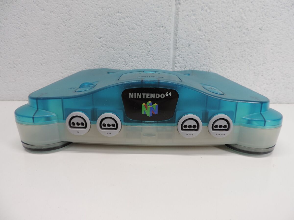 Nintendo 64 Ice Blue Clear Japanese Console & Mario 64 Game Nintendo 64 Ice Blue Clear Japanese Console & Mario 64 Game