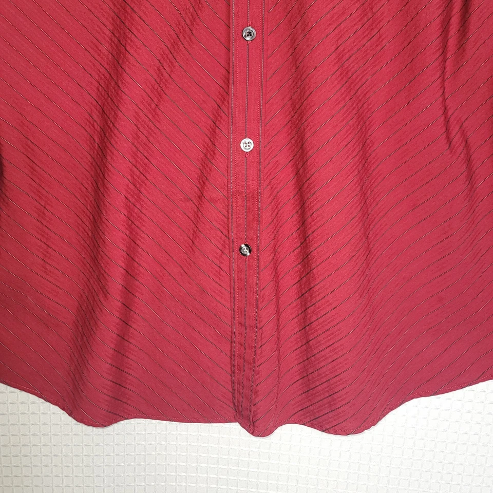 Claiborne LUXE Size XL Red Striped Dress Shirt French Cuffed Sleeves - Image 4 of 4