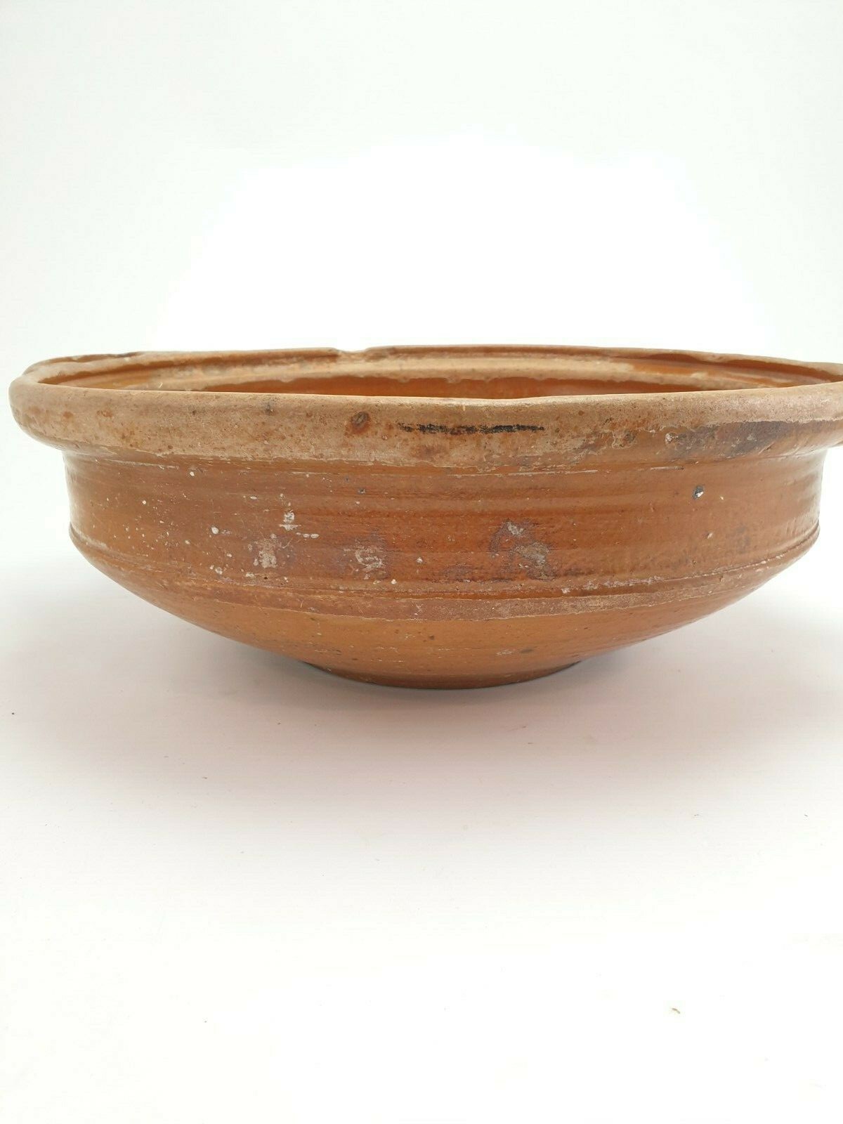 Antique 19th C Brown Ceramic Bowl Staple Repairs eBay