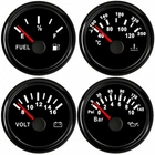 52mm/2inch 4 Gauge Set Fuel Oil Pressure Volt,Water Temp Black 12V/24V USA STOCK