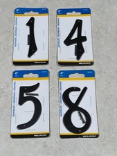 Hillman 4'' Black Aluminum Mailbox or House Numbers Set Of 4 New Numbers 1,4,5,8