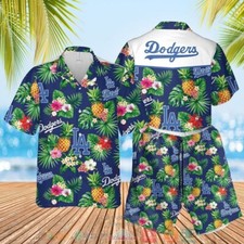 Los Angeles Baseball Team Dodgerss Hawaiian Button Down Full Size S-5XL
