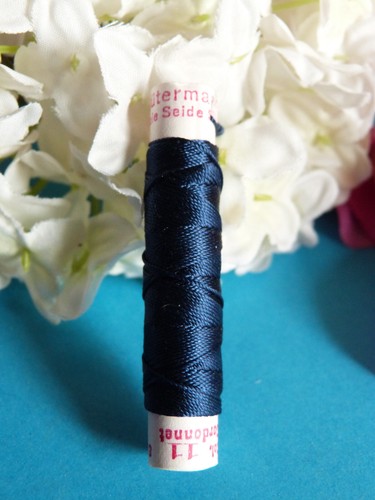 1225BTER Superb Coil Drawstring Silk Gutermann Navy Blue N° 11 | eBay