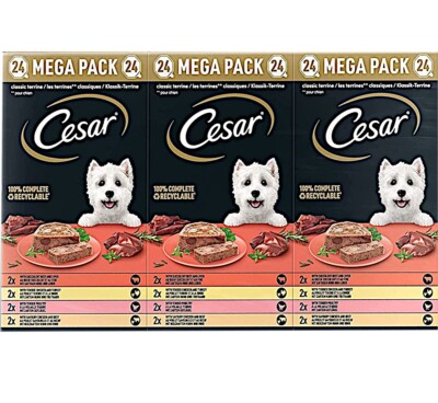 CESAR Klassik-Terrine Mega Pack - 24 x 150 g (  8,03/kg) 4 Varietäten in Schalen