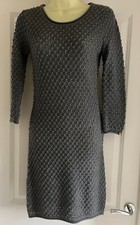 DEX Grey Knitted Waffle Dress Size XS
