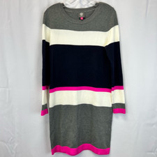 Vince Camuto Womens Sweater Dress Multicolor Mini Color Block Long Sleeve S