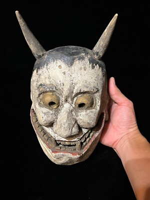 能面　般若 nohmask Hannya Hannya Japan Wooden Noh Mask 般若 with Box Wood Carving daemon