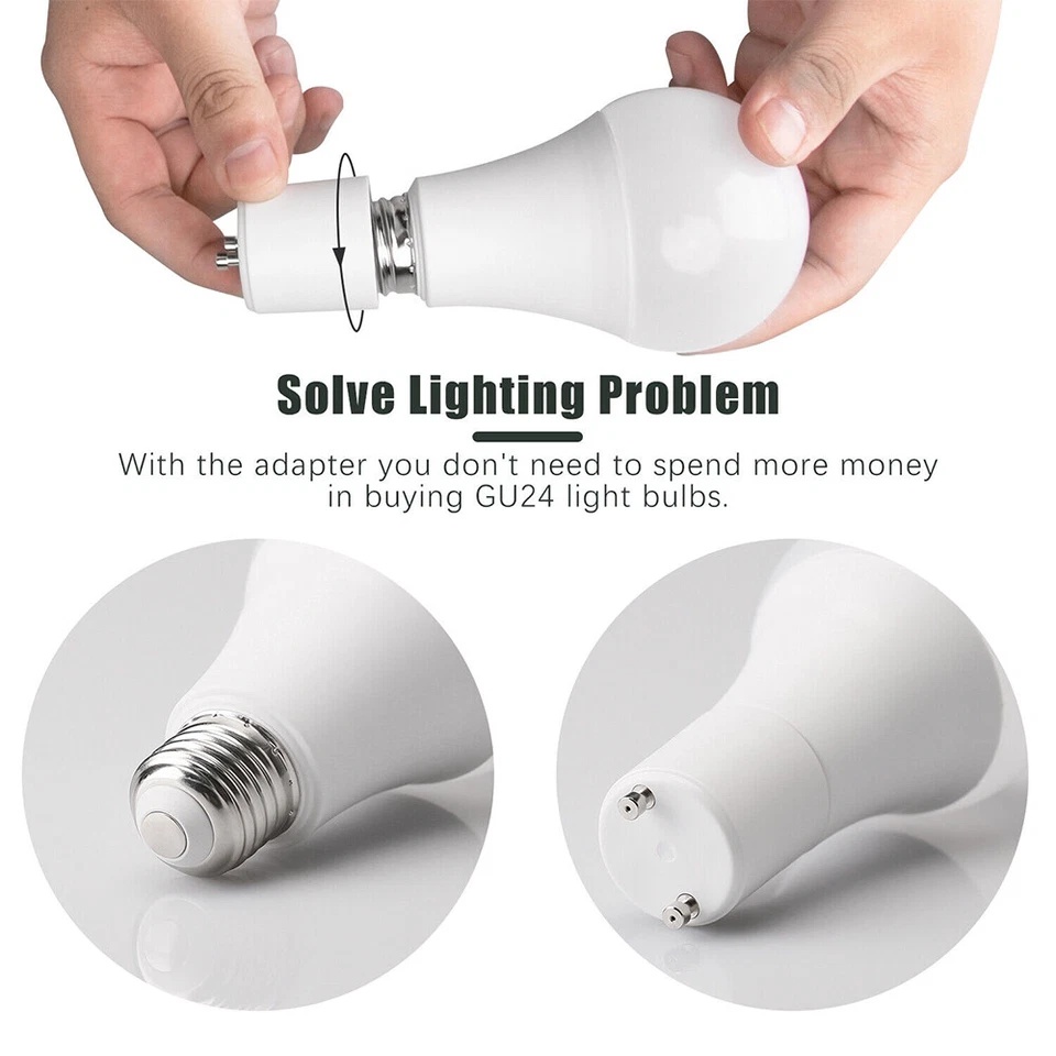 5Pcs GU24 To E26/E27 Adapter 2 Pin Fire Heat Resistant Converts Screw-in Socket - Image 4 of 4