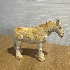 Vintage Cast Iron Horse w/ White Paint, and Patina