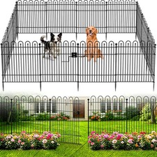 Garden Fence Animal Barrier with Gate, 10 Panels No Dig Dog Fence Outdoor