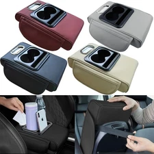 Car Armrest Cushion Center Console Cover with Cup Holder&Tissue Box&Phone Holder
