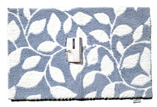 RACHEL ASHWELL FRENCH BLUE,WHITE LEAF DESIGN BATH RUG CARPET,FLOOR MAT -20"x32"